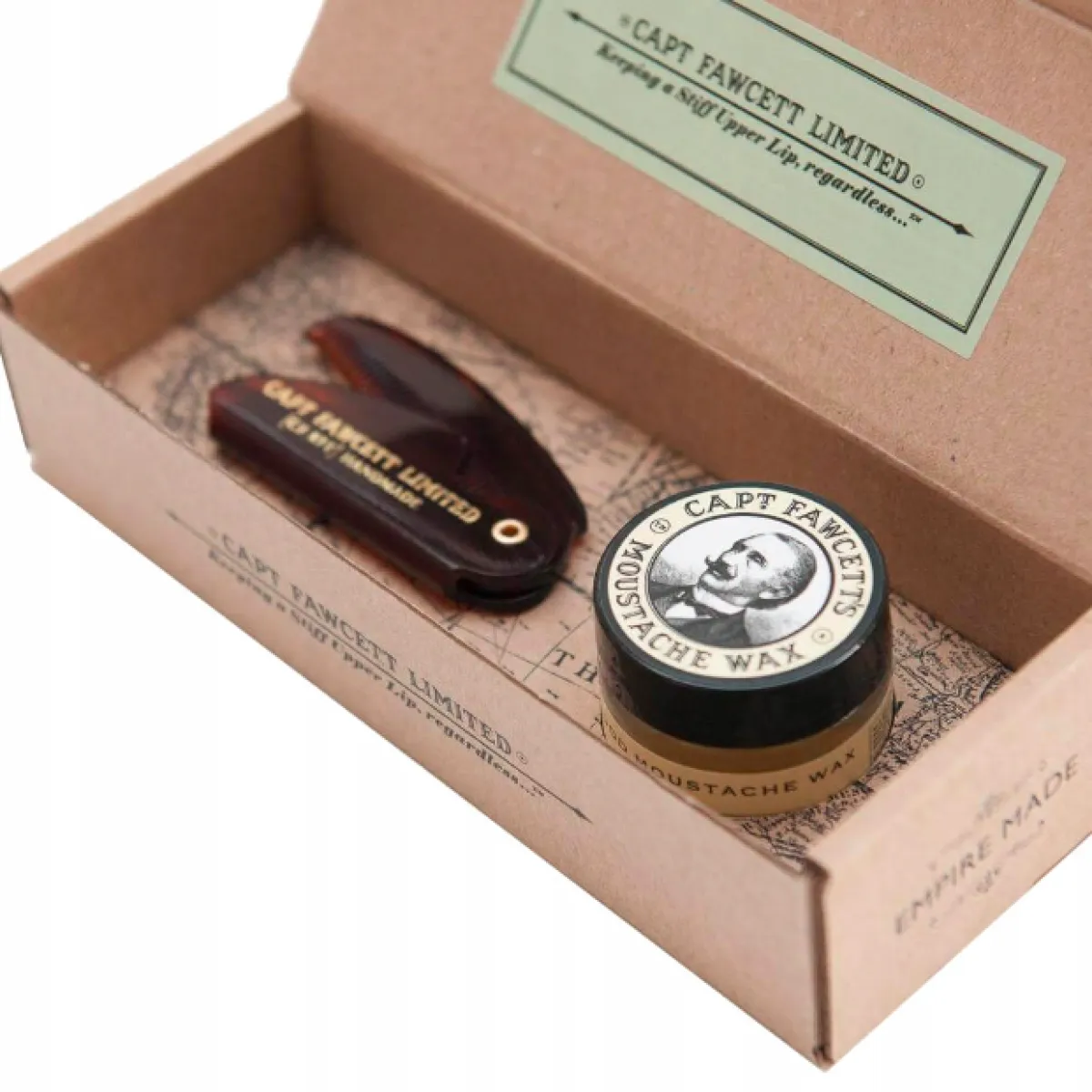 Captain Fawcett - Sandalwood - Grzebień i Wosk do stylizacji wąsów - Zestaw