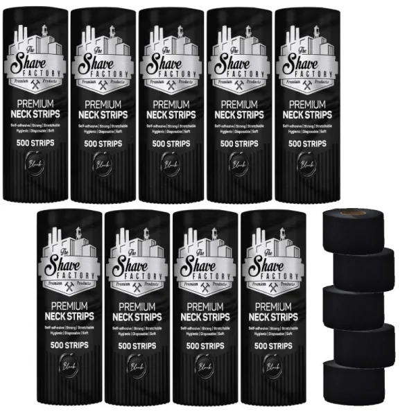 The Shave Factory - Premium Black Neck Strip -Kryza, kołnierzyki fryzjerskie w czarnym kolorze PAKIET 10x 500szt.