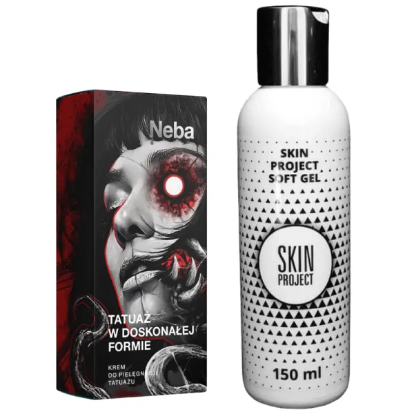 SkinProject - Żel do Mycia Tatuażu 150ml i Neba - Krem Do Tatuażu 50ml  - Zestaw