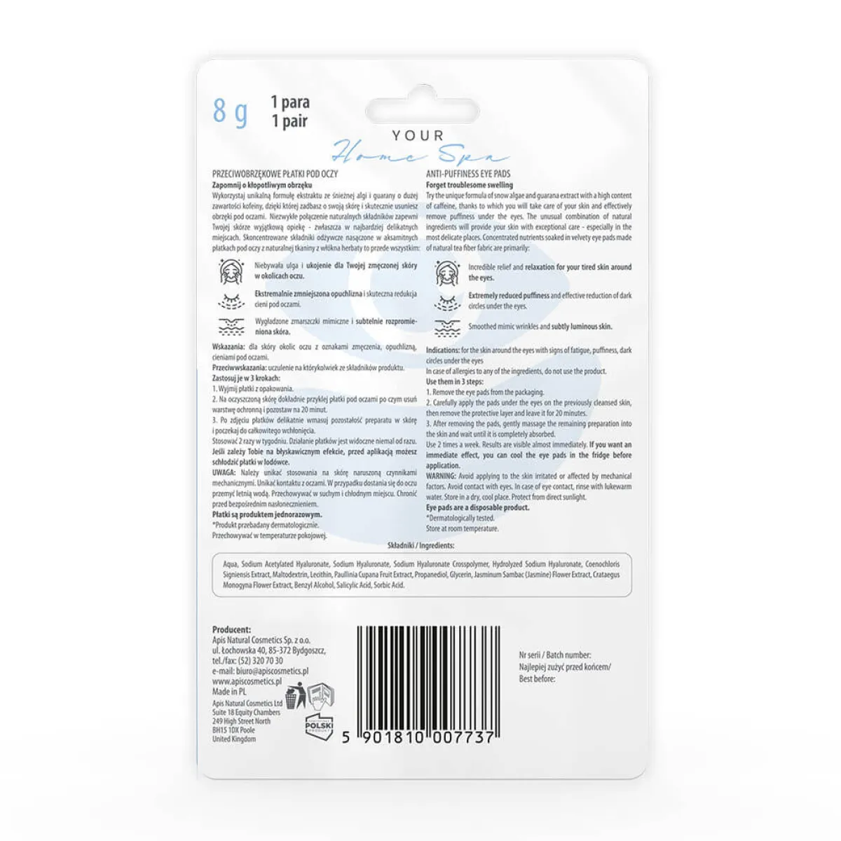 Apis - Przeciwobrzękowe Płatki Pod Oczy 1 Para