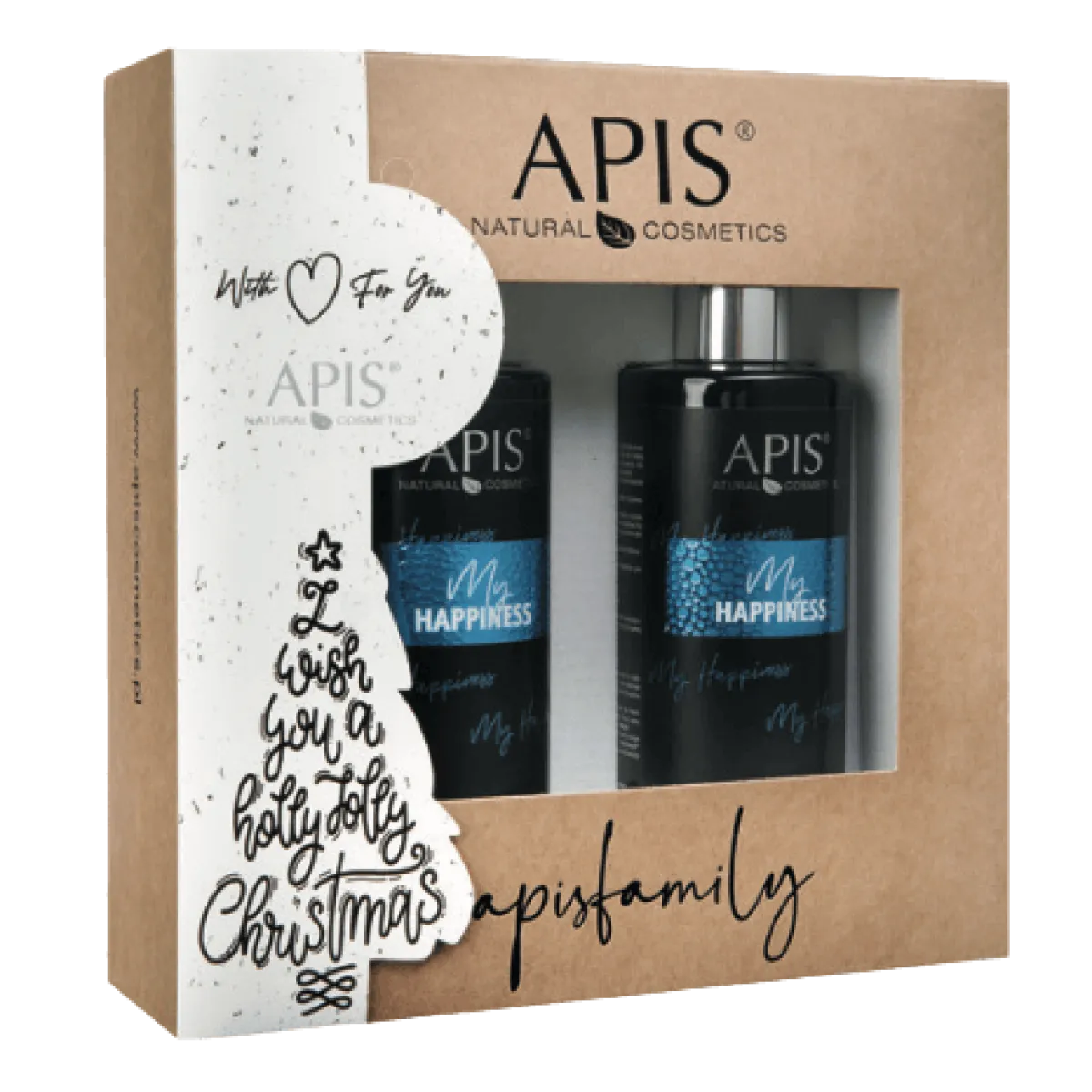 Apis - My Happiness Nawilżający żel pod prysznic 300ml, balsam do ciała i dłoni 300ml - Zestaw Świąteczny
