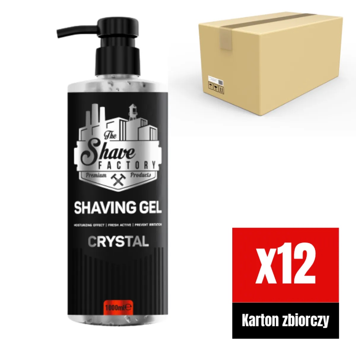 The Shave Factory - Crystal Shaving Gel - Żel do golenia KARTON 12x1000ml