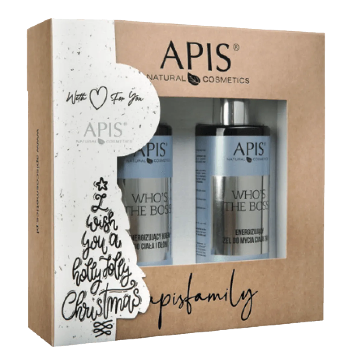 Apis - Who's the boss - Energizujący żel do mycia 300ml, Krem do dłoni i ciała 300ml - Zestaw Świąteczny