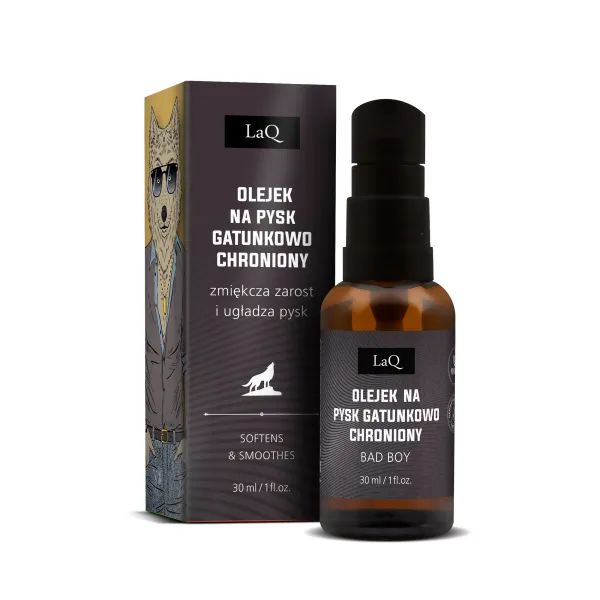 LaQ -Bad Boy czarny mat - Pielęgnacyjny olejek do brody i po goleniu 30ml