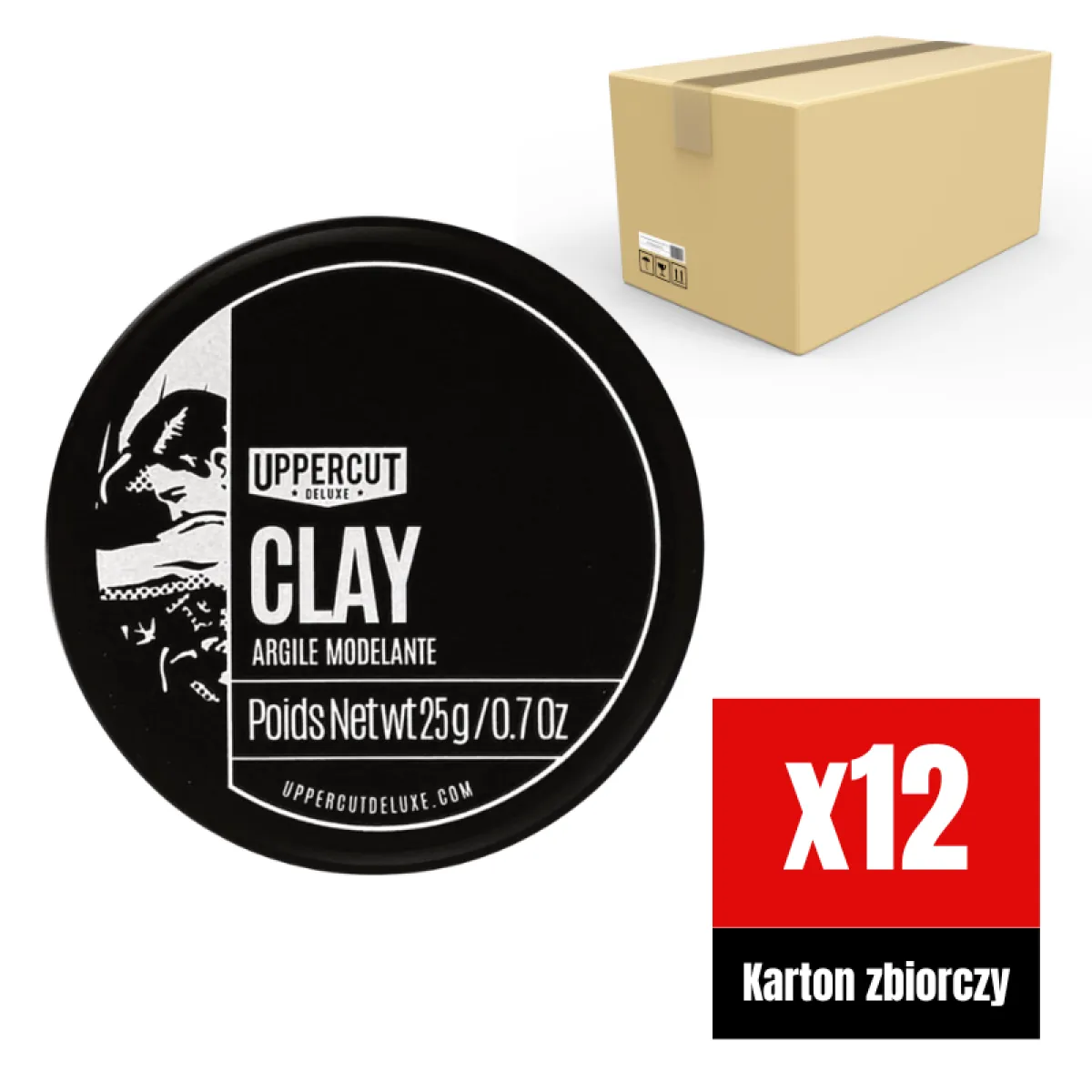 Uppercut Deluxe - Clay Pomade - Wodna pomada do włosów KARTON 12x25ml
