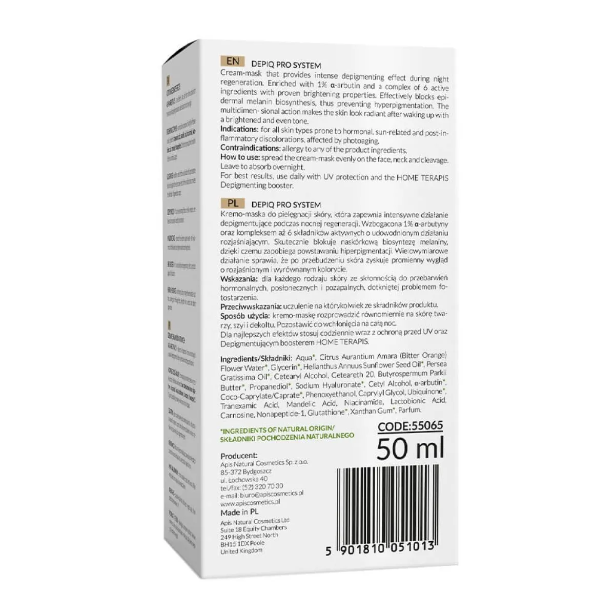 Apis - Depiq Pro System - Depigmentująca Kremo-Maska na Noc z α-arbutyną 1% 50ml