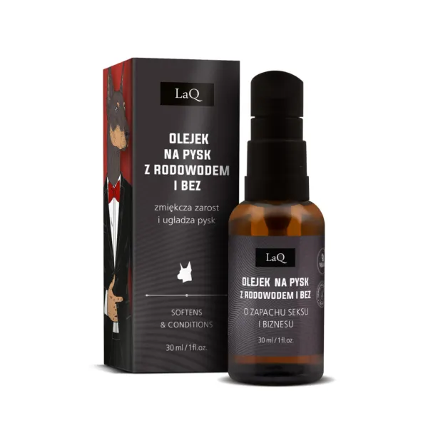 LaQ - Doberman o zapachu seksu i biznesu czarny mat - Pielęgnacyjny olejek do brody i po goleniu 30ml