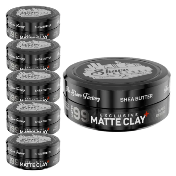 The Shave Factory - Exclusive Matte Clay Taper De Luxe 99 - Matowa glinka do włosów - Pakiet 6x150ml