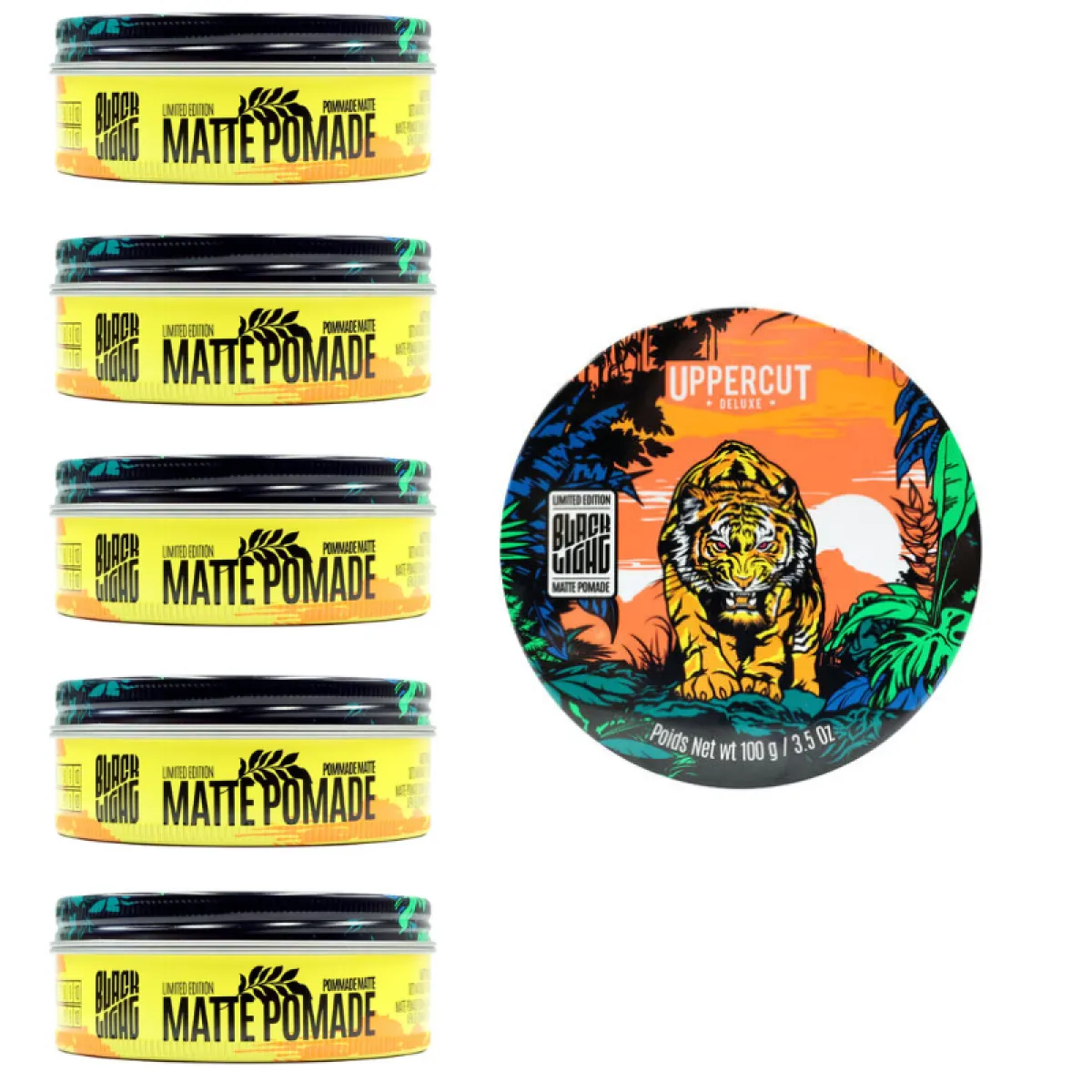 Uppercut Deluxe - Pakiet Blacklight Matte Pomade- Matowa pomada do włosów - 6 szt.
