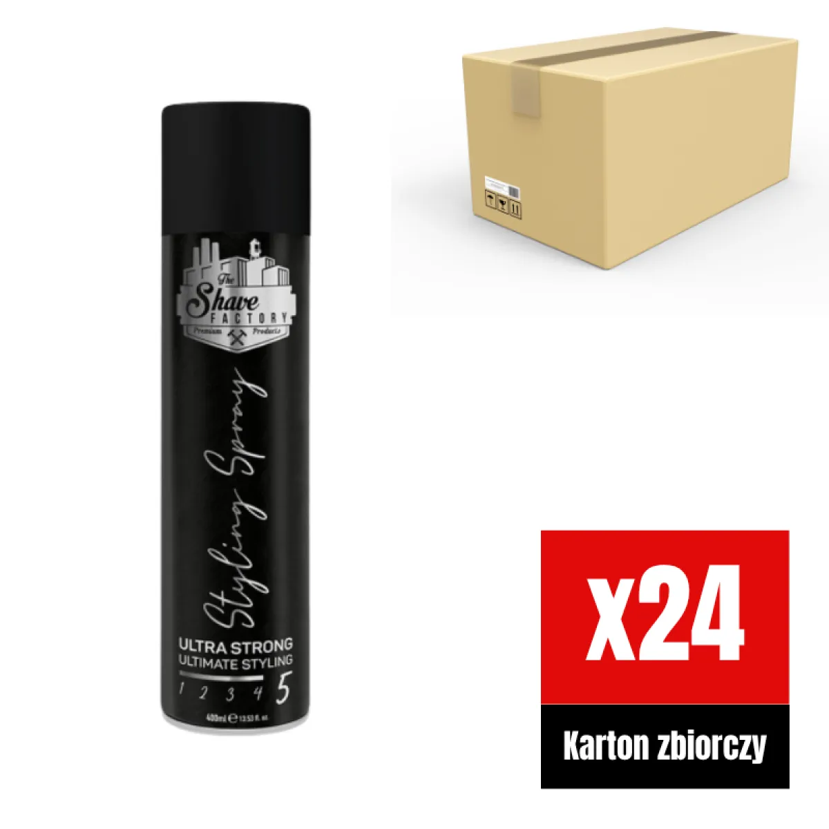 The Shave Factory - Ultra Strong Hair Spray - Lakier do włosów KARTON 24x400ml