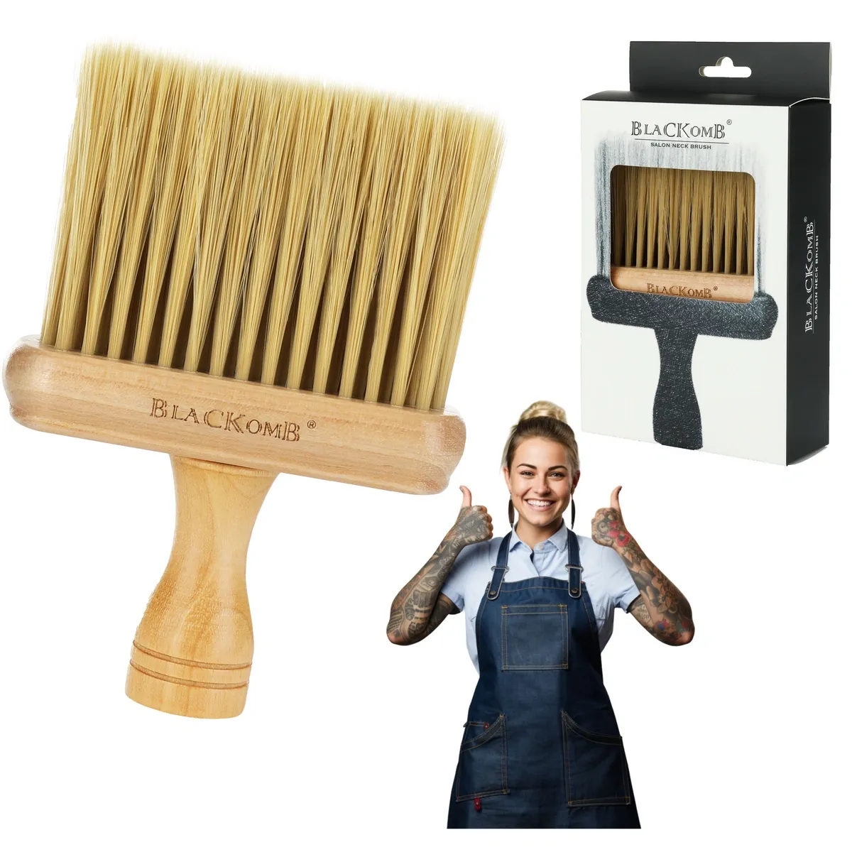 BlaCKomb - Salon Neck Brush - Szczotka, karkówka na drewnianej rączce