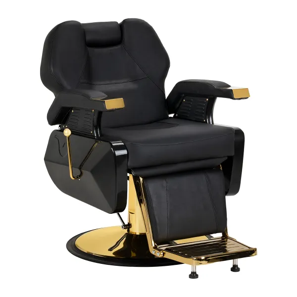 Fotel barberski Hair System New York czarny na złotej podstawie