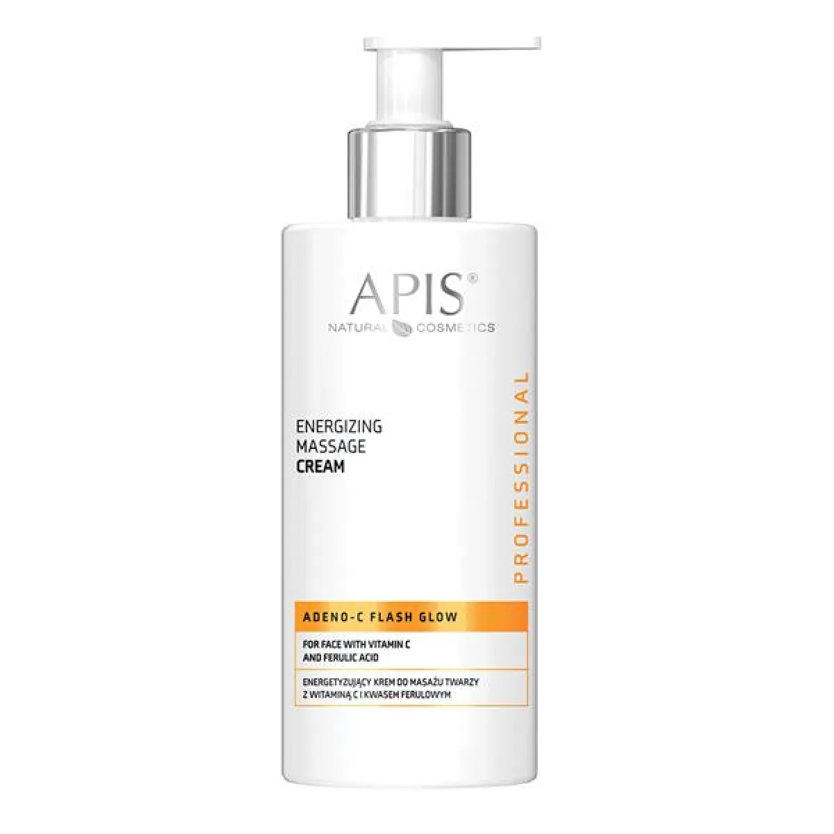 Apis - ADENO-C Flash Glow Energetyzujący krem do masażu twarzy z witaminą C i kwasem ferulowym 300ml