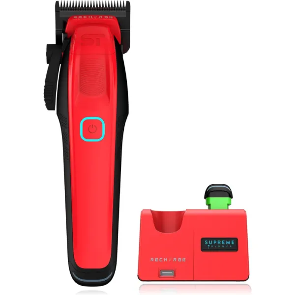 Supreme - Clipper Recharge STC779 - Maszynka do strzyżenia 8000RPM, 2x BATERIA, USB C, czerwony