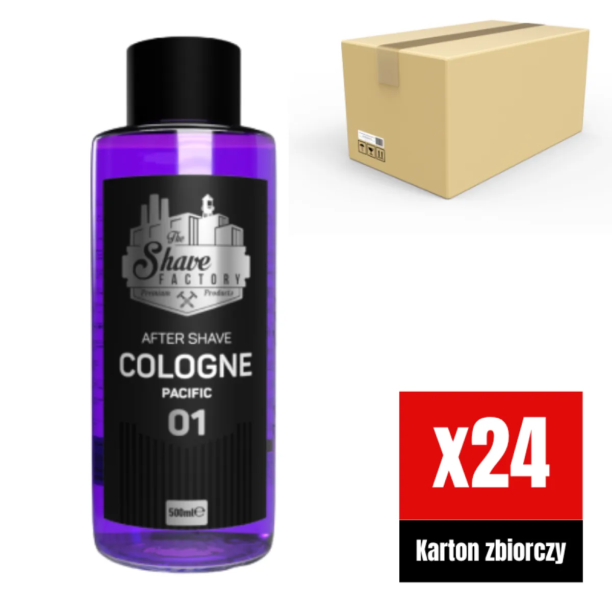 The Shave Factory - Pacific 01 After Shave Cologne - Perfumowana Woda Kolońska po Goleniu KARTON 24x500ml GLASS