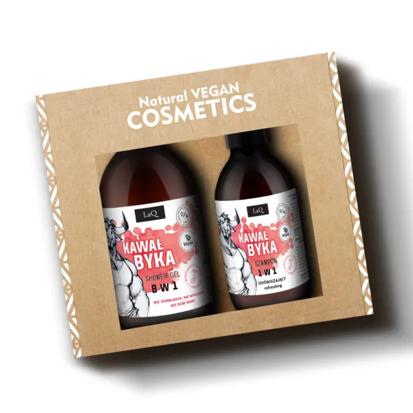 LaQ - Zestaw KAWAŁ BYKA: żel 500ml, szampon 300ml (wkładka)