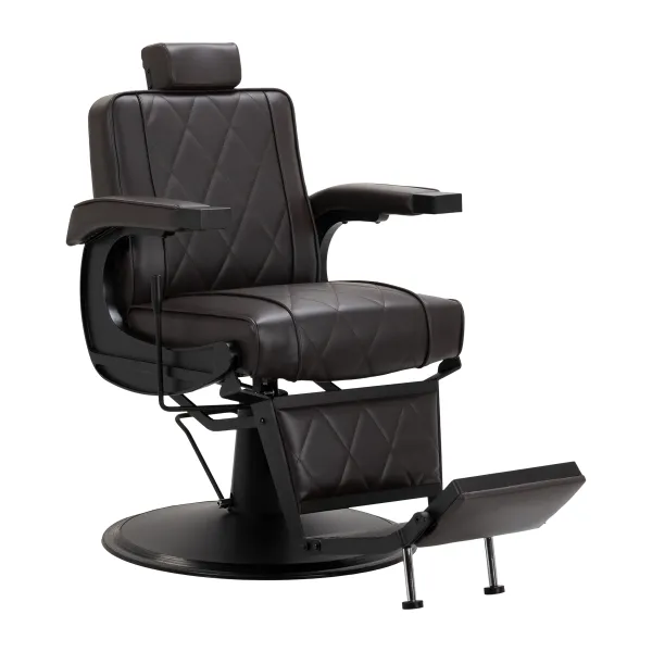 Fotel barberski Hair System BM88066B brązowy na czarnej podstawie