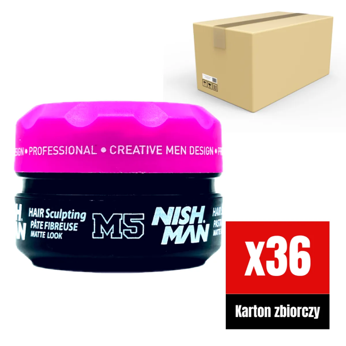 Nishman - M5 Fiber Paste Matte Look - Pomada do włosów KARTON 36x100ml