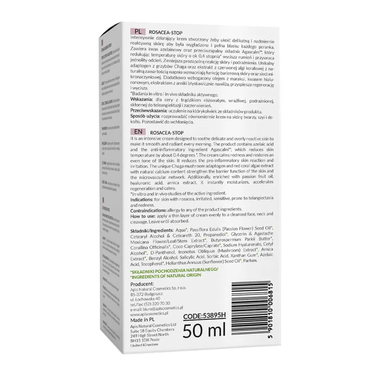 Apis - Rosacea-Stop - Kojący krem do twarzy na noc 50ml