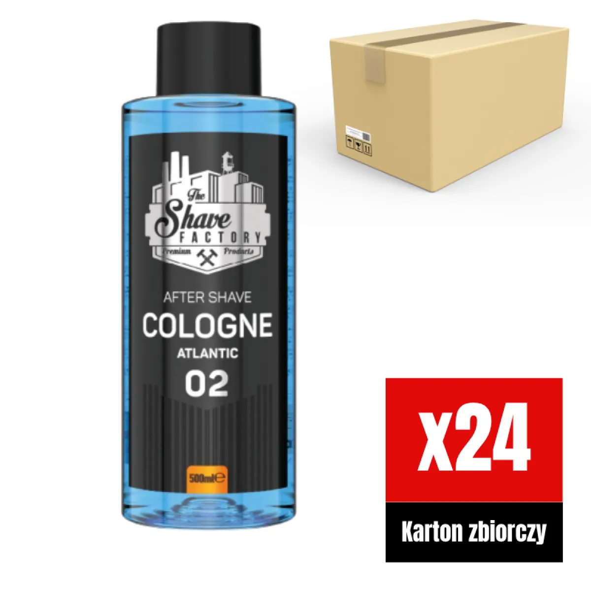 The Shave Factory - Atlantic 02 After Shave Cologne - Perfumowana Woda Kolońska po Goleniu KARTON 24x500ml