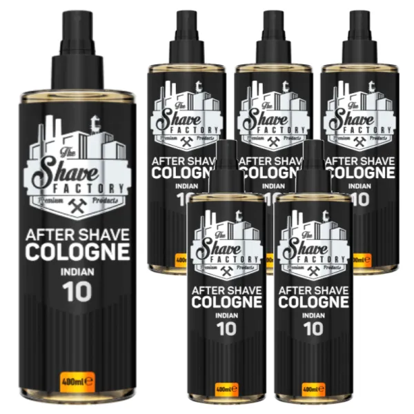 The Shave Factory - Indian 10 After Shave Cologne Spray - Perfumowana Woda Kolońska po Goleniu - Pakiet 6x400ml