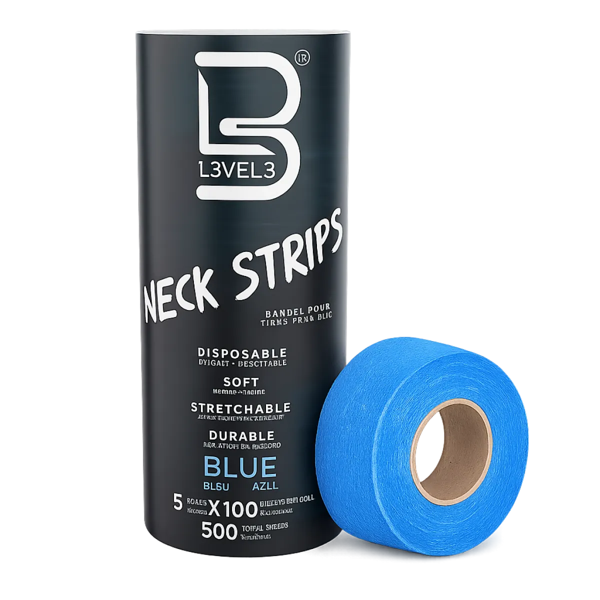 L3VEL3 - Barber Neck Strip - Kryza, paczka kołnierzyki fryzjerskie w niebieskim kolorze 500szt.