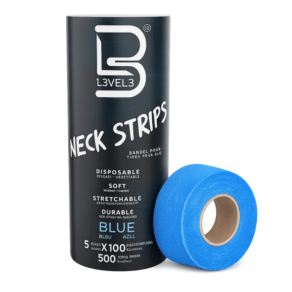 L3VEL3 - Barber Neck Strip - Kryza, paczka kołnierzyki fryzjerskie w niebieskim kolorze 500szt.