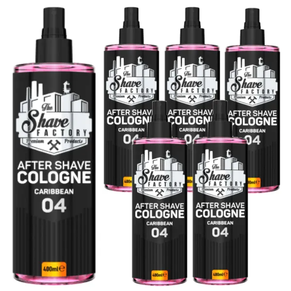 The Shave Factory - Caribbean 04 After Shave Cologne Spray - Perfumowana Woda Kolońska po Goleniu - Pakiet 6x400ml