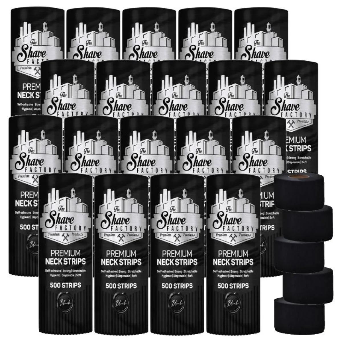 The Shave Factory - Premium Black Neck Strip -Kryza, kołnierzyki fryzjerskie w czarnym kolorze PAKIET 20x 500szt.