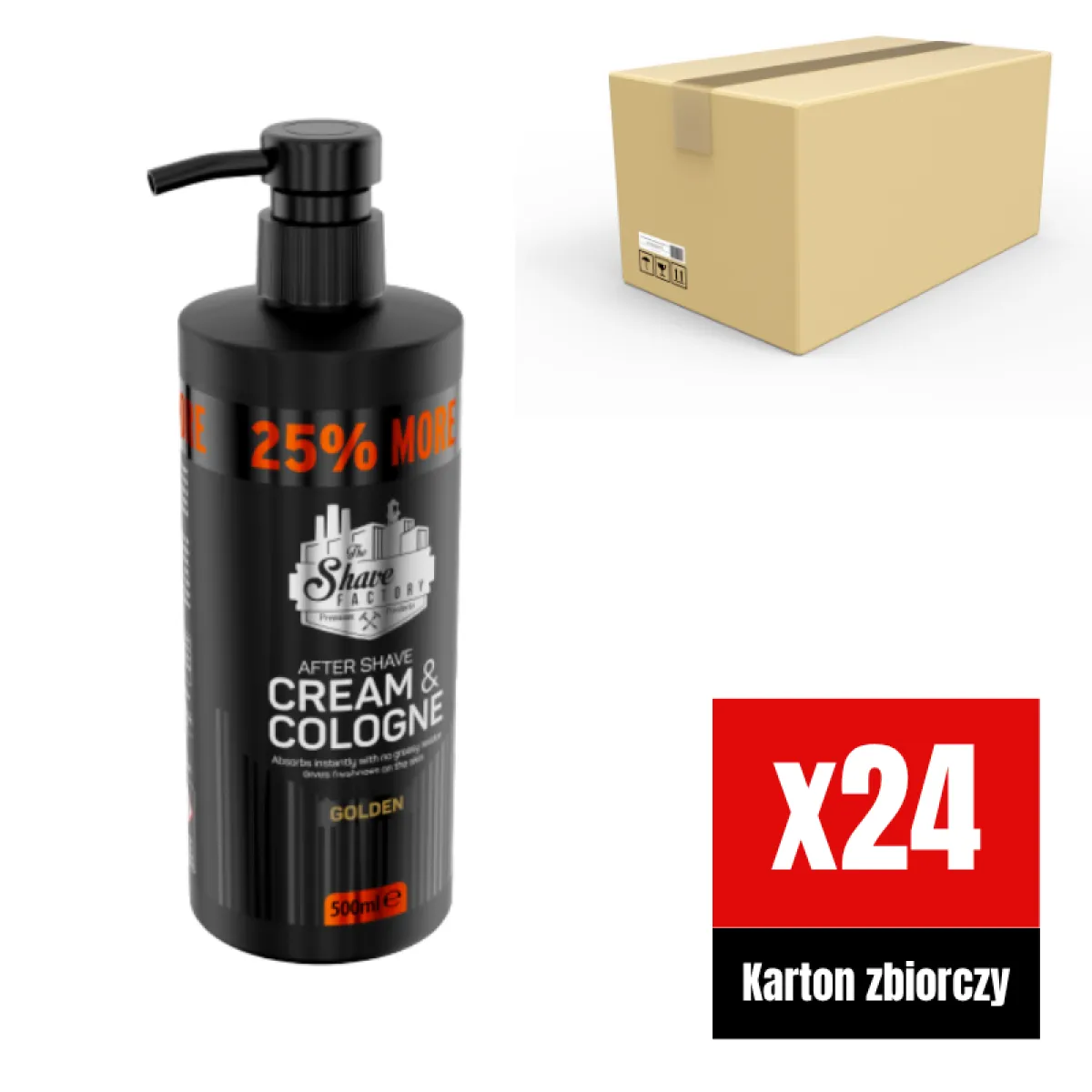 The Shave Factory - Golden Cream & Cologne - Balsam po goleniu KARTON 24x500ml