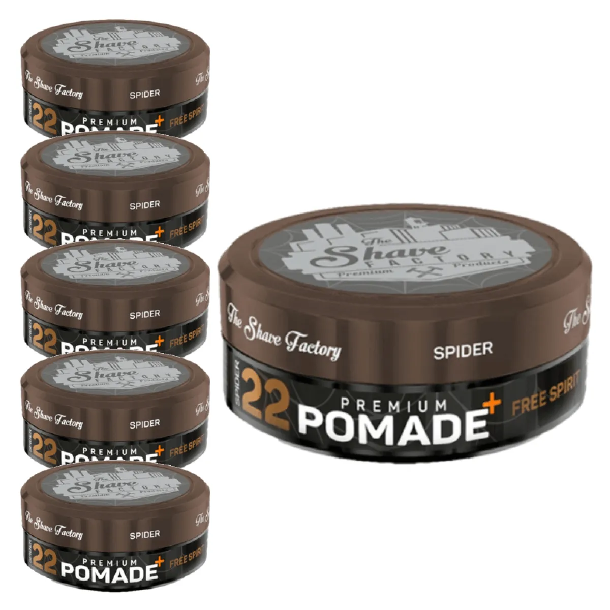 The Shave Factory - Premium Pomade Free Spirit 22 - Pomada do włosów - Pakiet 6x150ml