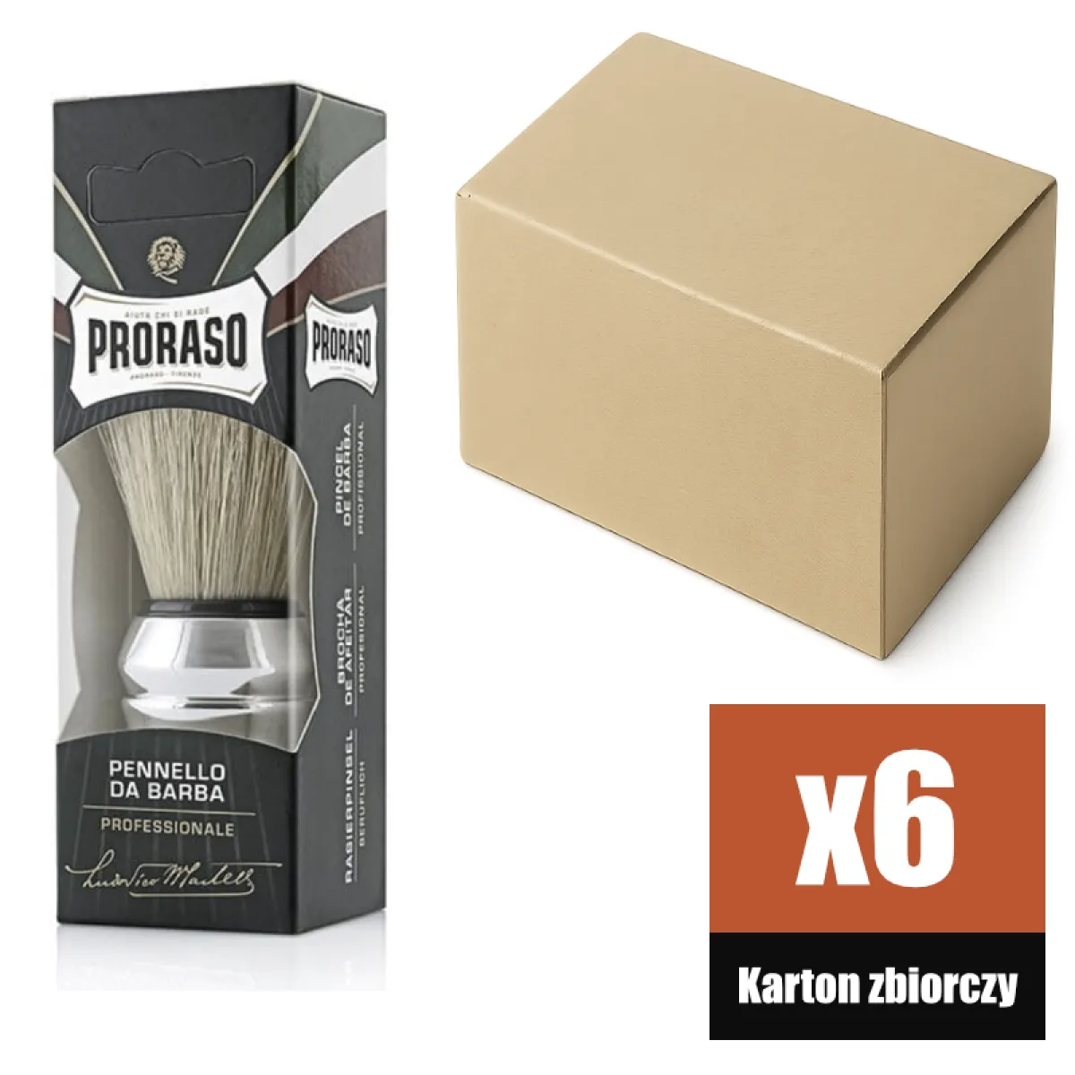 Proraso - Shaving Brush - Pędzel do golenia z naturalnej szczeciny KARTON 6 szt.