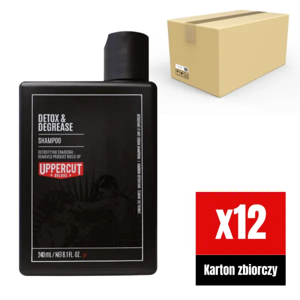 Uppercut Deluxe - Detox & Degrease - Głęboko oczyszczający szampon do włosów, do zmywania trudnych pomad KARTON 12x240ml