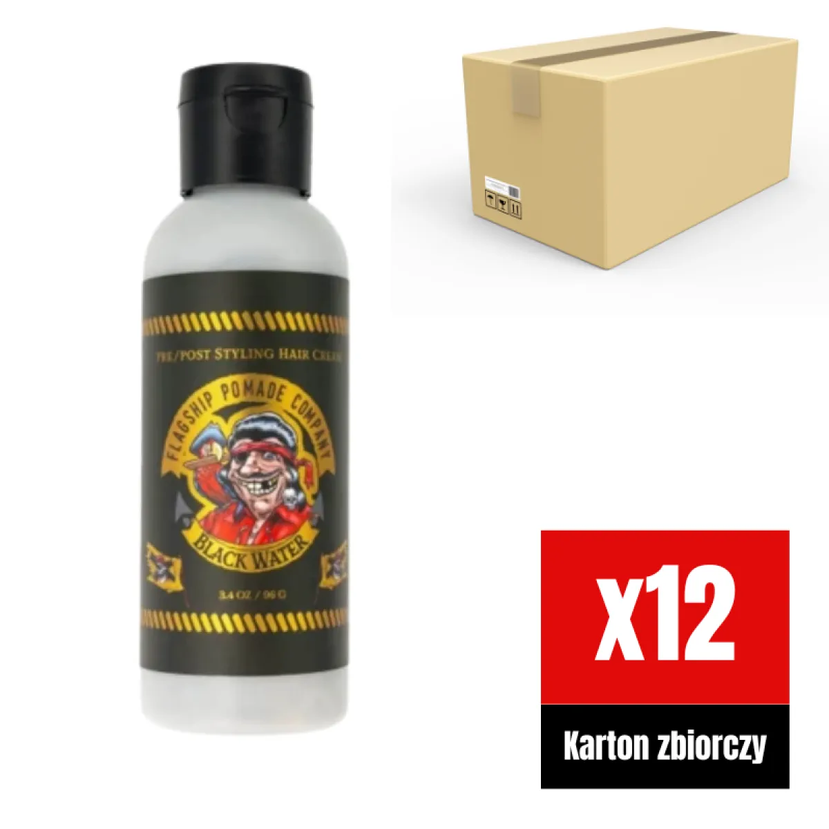 Flagship - Pomade Black Water Hair Cream - Matowy krem do włosów KARTON 12x96g
